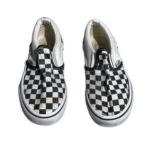 Vans Kids Slip-On Shoes Size 1 — Black/White Checkerboard, Classic, Casual